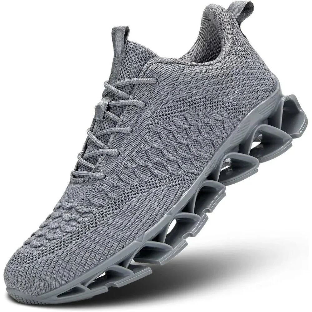 Men's Grey Walking Shoes Slip on Blade Tennis Casual Sport Athletic Trainers